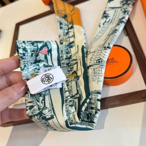 Hermes A l'Ombre des Boulevards Twilly 100% Silk H062910S 05 - Image 13