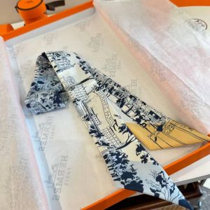 Hermes A l'Ombre des Boulevards Twilly 100% Silk H062910S 05 - Image 12