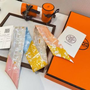 Hermes A l'Ombre des Boulevards Twilly 100% Silk H062910S 05 - Image 9