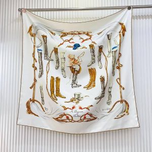 Hermes A propos de Bottes Forever Scarf 90 100% Silk H001371S 01 - Image 6