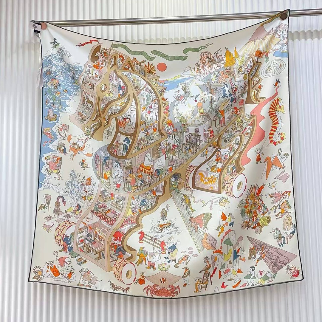 Hermes Academia Hippica Scarf 90 100% Silk H004281S 03 - Image 2