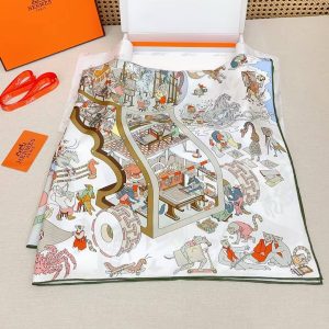 Hermes Academia Hippica Scarf 90 100% Silk H004281S 03 - Image 15