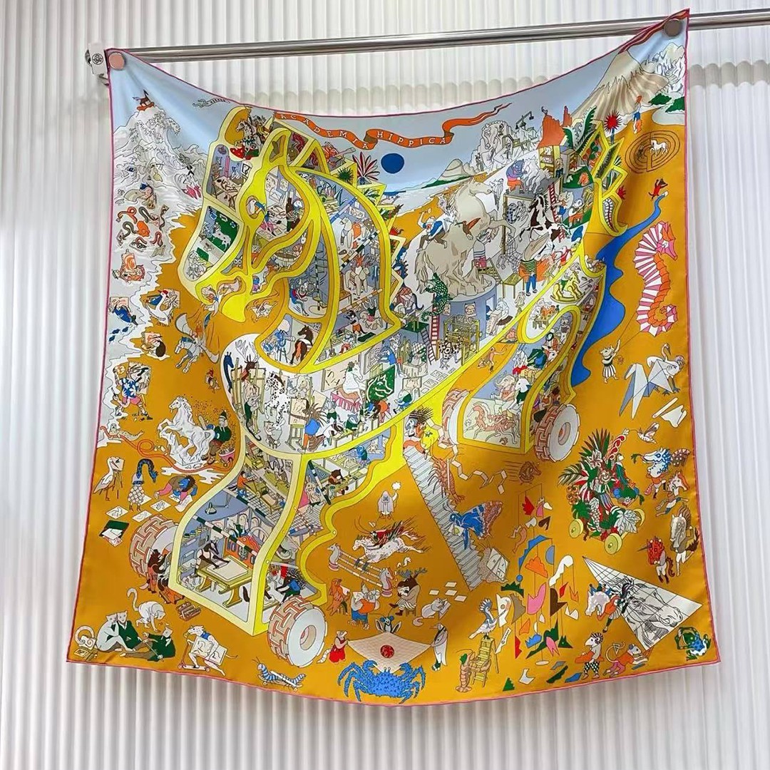 Hermes Academia Hippica Scarf 90 100% Silk H004281S 03 - Image 14