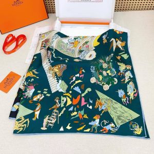 Hermes Academia Hippica Scarf 90 100% Silk H004281S 03 - Image 9