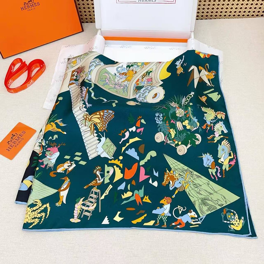 Hermes Academia Hippica Scarf 90 100% Silk H004281S 03 - Image 9