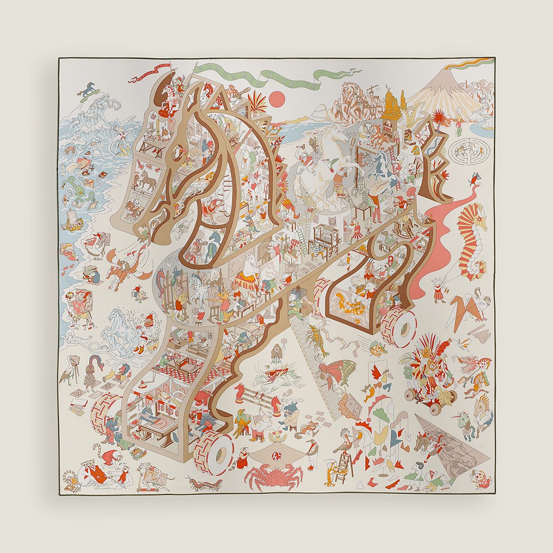 Hermes Academia Hippica Scarf 90 100% Silk H004281S 03