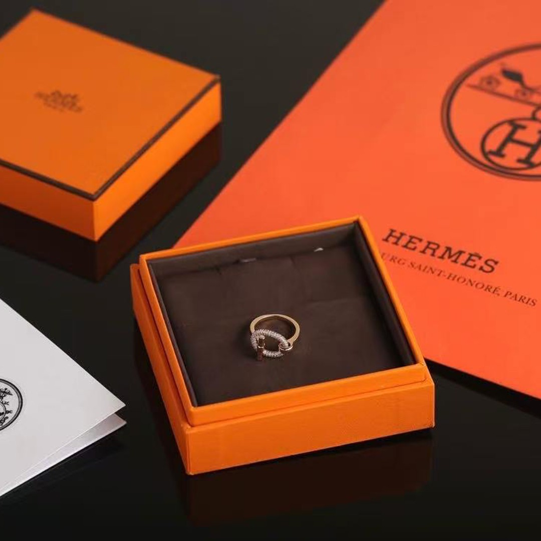 Hermes Adage Ring Rose Gold Noir H222614B 00056 - Image 7