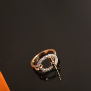 Hermes Adage Ring Rose Gold Noir H222614B 00056 - Image 6
