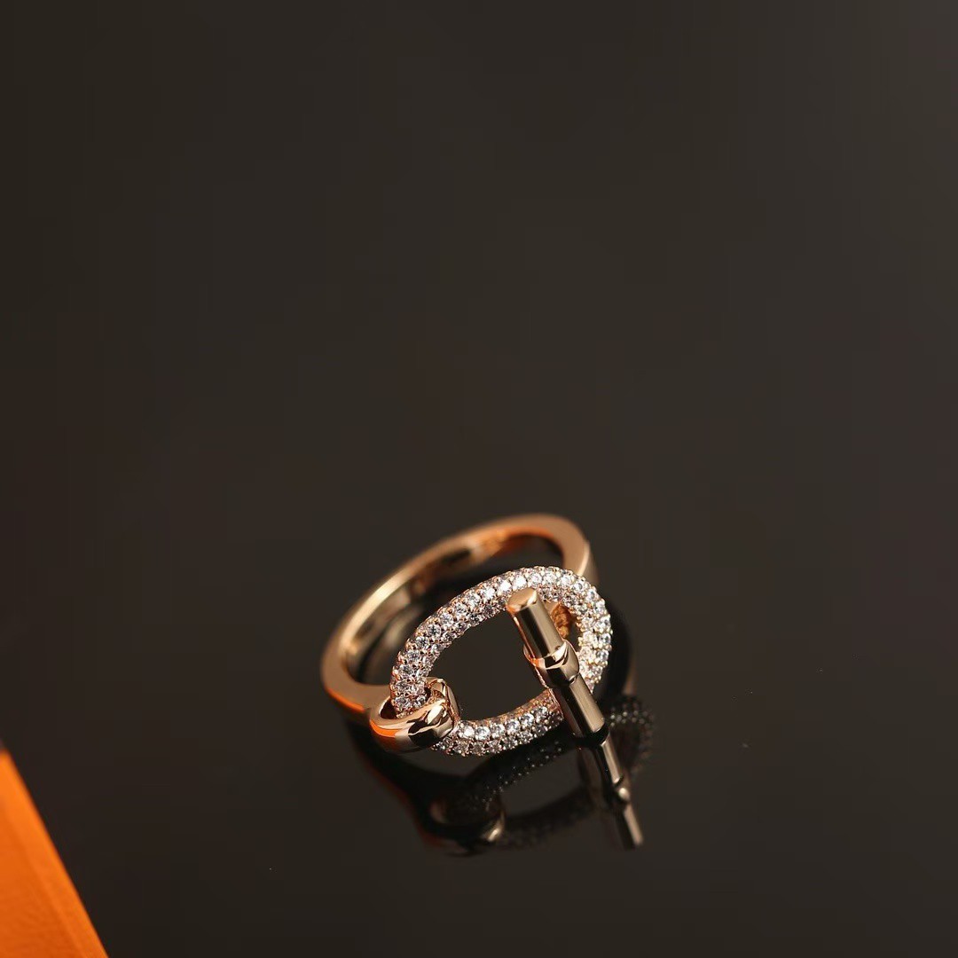 Hermes Adage Ring Rose Gold Noir H222614B 00056 - Image 6