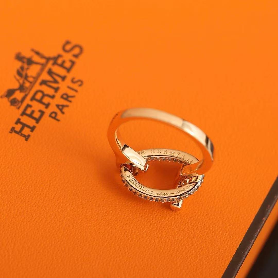 Hermes Adage Ring Rose Gold Noir H222614B 00056 - Image 5