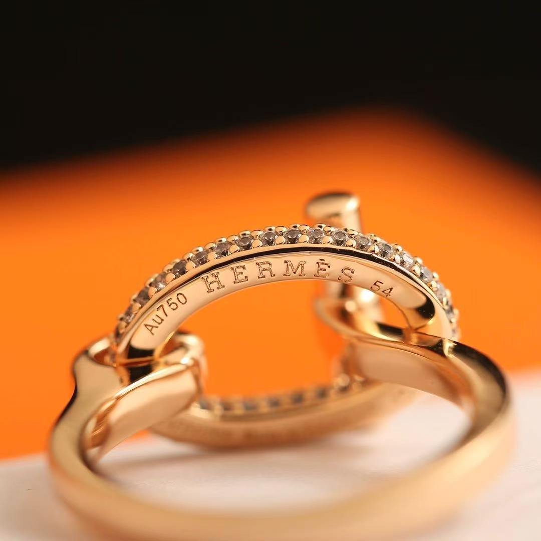Hermes Adage Ring Rose Gold Noir H222614B 00056 - Image 3