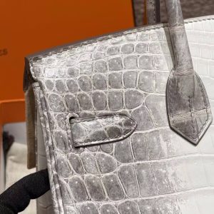 Hermes Birkin 30 Bag Himalaya Handmade In Niloticus Leather From Nile Silver Hardware - Image 20
