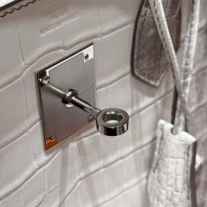 Hermes Birkin 30 Bag Himalaya Handmade In Niloticus Leather From Nile Silver Hardware - Image 3