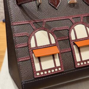 Hermes Birkin Faubourg 20 Bag Handmade In Madame and Alligator Leather Silver Hardware 0G Rouge Sellier 46 Ebene 55 Rouge H - Image 4