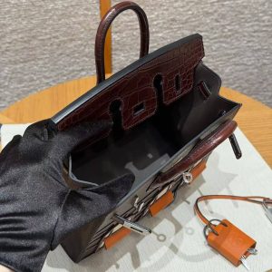 Hermes Birkin Faubourg 20 Bag Handmade In Madame and Alligator Leather Silver Hardware 0G Rouge Sellier 46 Ebene 55 Rouge H - Image 7