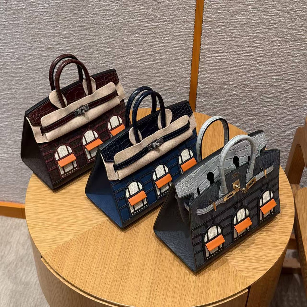 Hermes Birkin Faubourg 20 Bag Handmade In Madame and Alligator Leather Gold Hardware 0L Girs Meyer 0V Gris Ciment H0 Gris Misty - Image 3