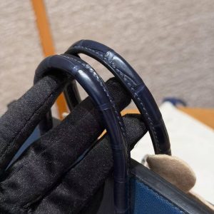 Hermes Birkin Faubourg 20 Bag Handmade In Madame and Alligator Leather Silver Hardware 78 Bleu Marine S4 Deep Blue 76 Blue Indigo - Image 14
