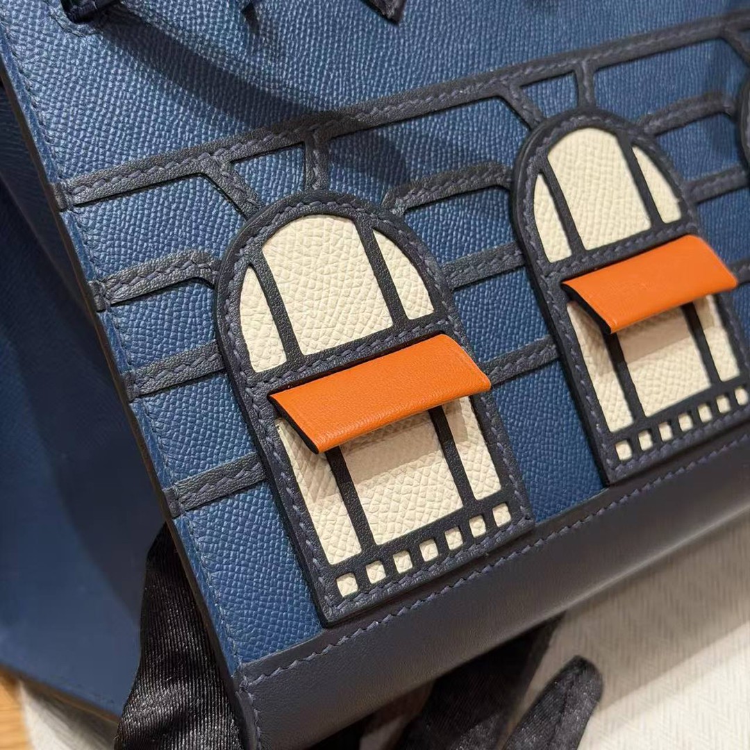 Hermes Birkin Faubourg 20 Bag Handmade In Madame and Alligator Leather Silver Hardware 78 Bleu Marine S4 Deep Blue 76 Blue Indigo - Image 13