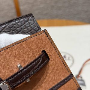 Hermes Birkin Faubourg 20 Bag Handmade In Madame and Alligator Leather Silver Hardware 37 gold 46 ebene 4G Brulee - Image 5