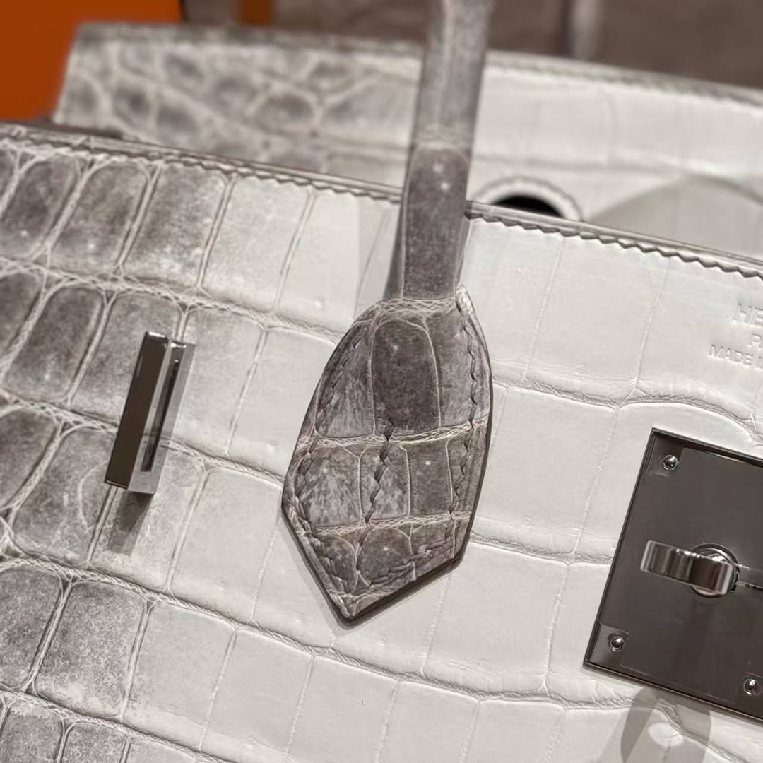 Hermes Birkin 30 Bag Himalaya Handmade In Niloticus Leather From Nile Silver Hardware - Image 4