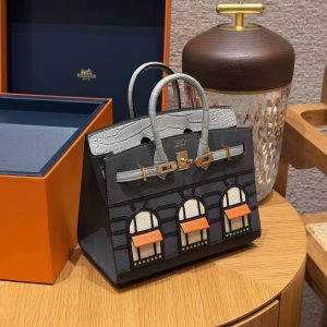 Hermes Birkin Faubourg 20 Bag Handmade In Madame and Alligator Leather Gold Hardware 0L Girs Meyer 0V Gris Ciment H0 Gris Misty - Image 5