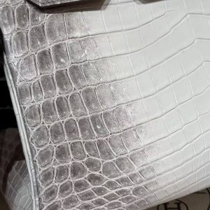 Hermes Birkin 30 Bag Himalaya Handmade In Niloticus Leather From Nile Silver Hardware - Image 17