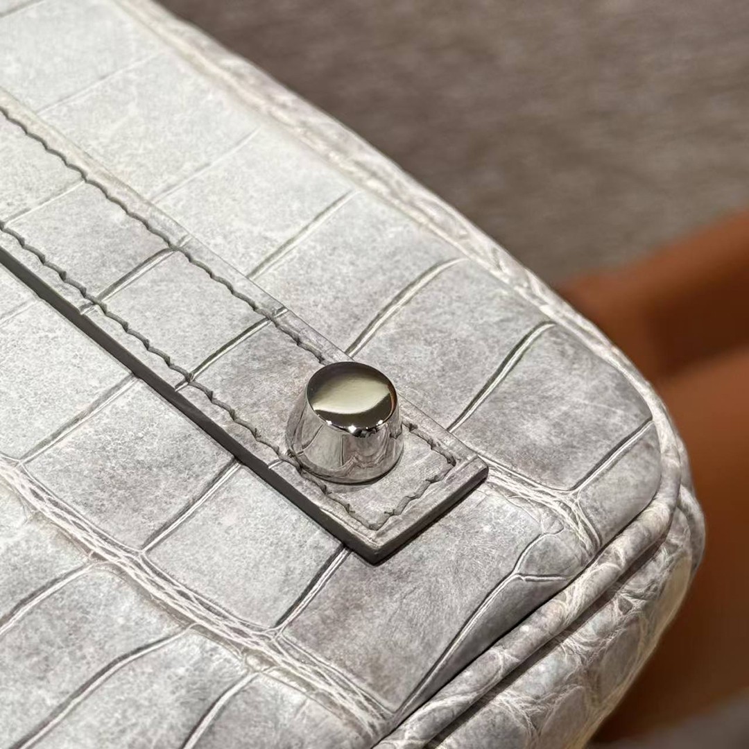 Hermes Birkin 30 Bag Himalaya Handmade In Niloticus Leather From Nile Silver Hardware - Image 22