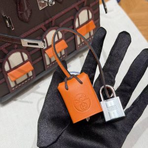 Hermes Birkin Faubourg 20 Bag Handmade In Madame and Alligator Leather Silver Hardware 0G Rouge Sellier 46 Ebene 55 Rouge H - Image 12