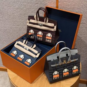 Hermes Birkin Faubourg 20 Bag Handmade In Madame and Alligator Leather Gold Hardware 0L Girs Meyer 0V Gris Ciment H0 Gris Misty - Image 4