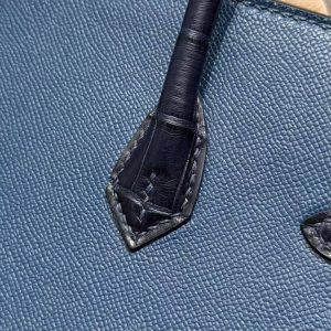 Hermes Birkin Faubourg 20 Bag Handmade In Madame and Alligator Leather Silver Hardware 78 Bleu Marine S4 Deep Blue 76 Blue Indigo - Image 6