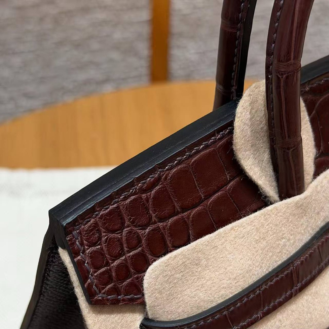 Hermes Birkin Faubourg 20 Bag Handmade In Madame and Alligator Leather Silver Hardware 0G Rouge Sellier 46 Ebene 55 Rouge H - Image 14