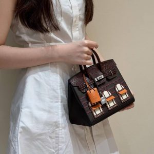 Hermes Birkin Faubourg 20 Bag Handmade In Madame and Alligator Leather Silver Hardware 0G Rouge Sellier 46 Ebene 55 Rouge H - Image 3