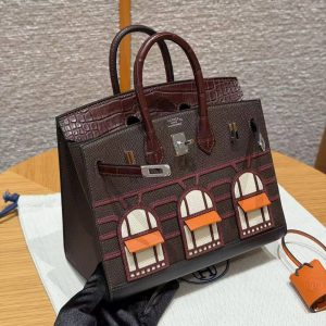 Hermes Birkin Faubourg 20 Bag Handmade In Madame and Alligator Leather Silver Hardware 0G Rouge Sellier 46 Ebene 55 Rouge H - Image 2