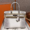 Hermes Birkin 30 Bag Himalaya Handmade In Niloticus Leather From Nile Silver Hardware