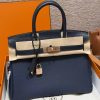 Hermes Birkin 30 Bag Handmade In Togo Calfskin Leather And Alligator from Mississippi Rose Gold Hardware 73 Blue Saphir 78 Bleu Marine
