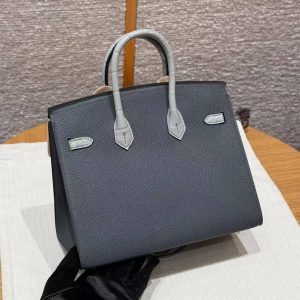 Hermes Birkin Faubourg 20 Bag Handmade In Madame and Alligator Leather Gold Hardware 0L Girs Meyer 0V Gris Ciment H0 Gris Misty - Image 2