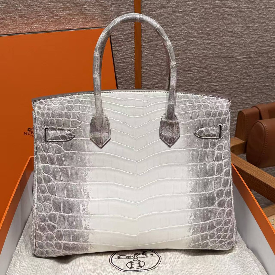 Hermes Birkin 30 Bag Himalaya Handmade In Niloticus Leather From Nile Silver Hardware - Image 2