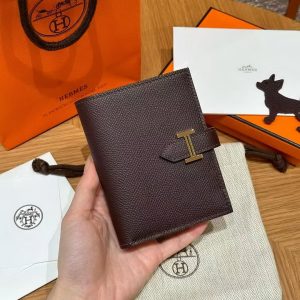 Alternative view of Hermès Bearn Compact Wallet Handmade In Epsom Calfskin Leather Gold Hardware 0G Rouge Seller