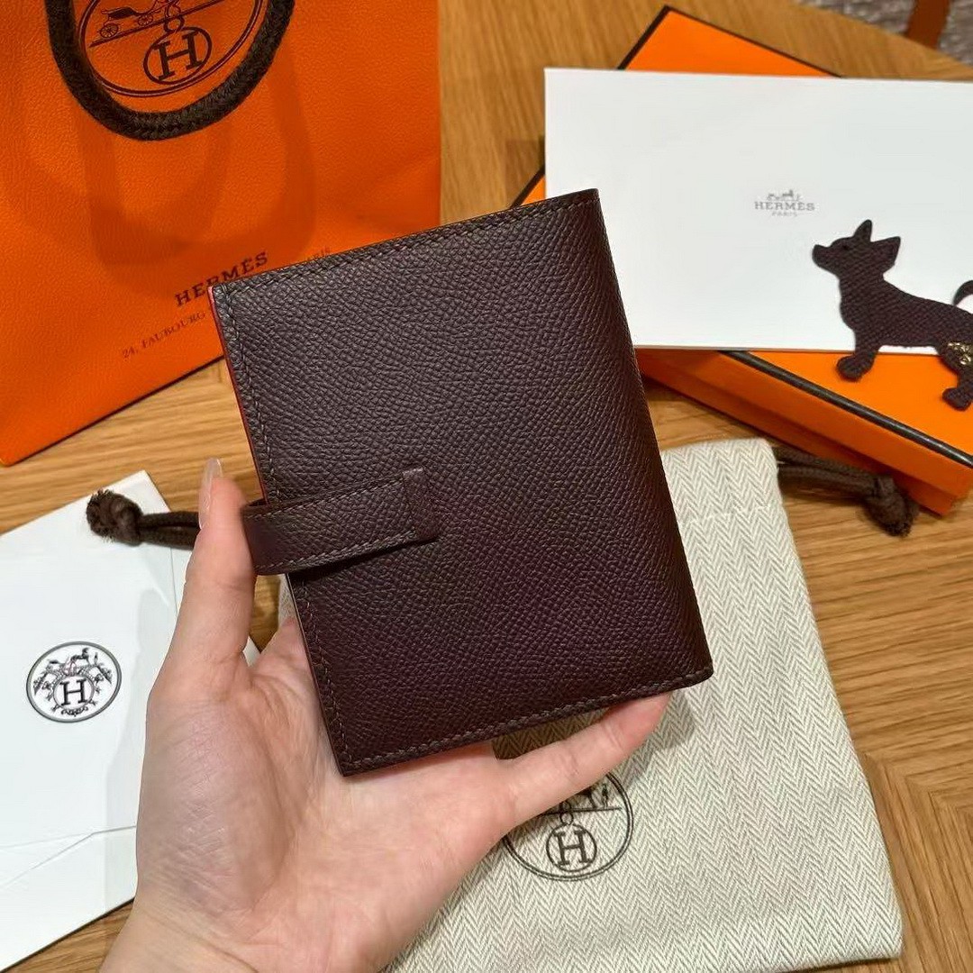 Hermès Bearn Compact Wallet Handmade In Epsom Calfskin Leather Gold Hardware 0G Rouge Seller - Image 16