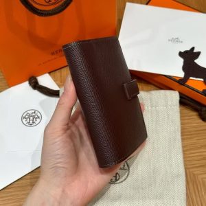 Hermès Bearn Compact Wallet Handmade In Epsom Calfskin Leather Gold Hardware 0G Rouge Seller - Image 13