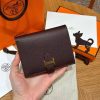 Hermès Bearn Compact Wallet Handmade In Epsom Calfskin Leather Gold Hardware 0G Rouge SellerZipped change purse 4 credit card slots 4 pockets Bill pocket