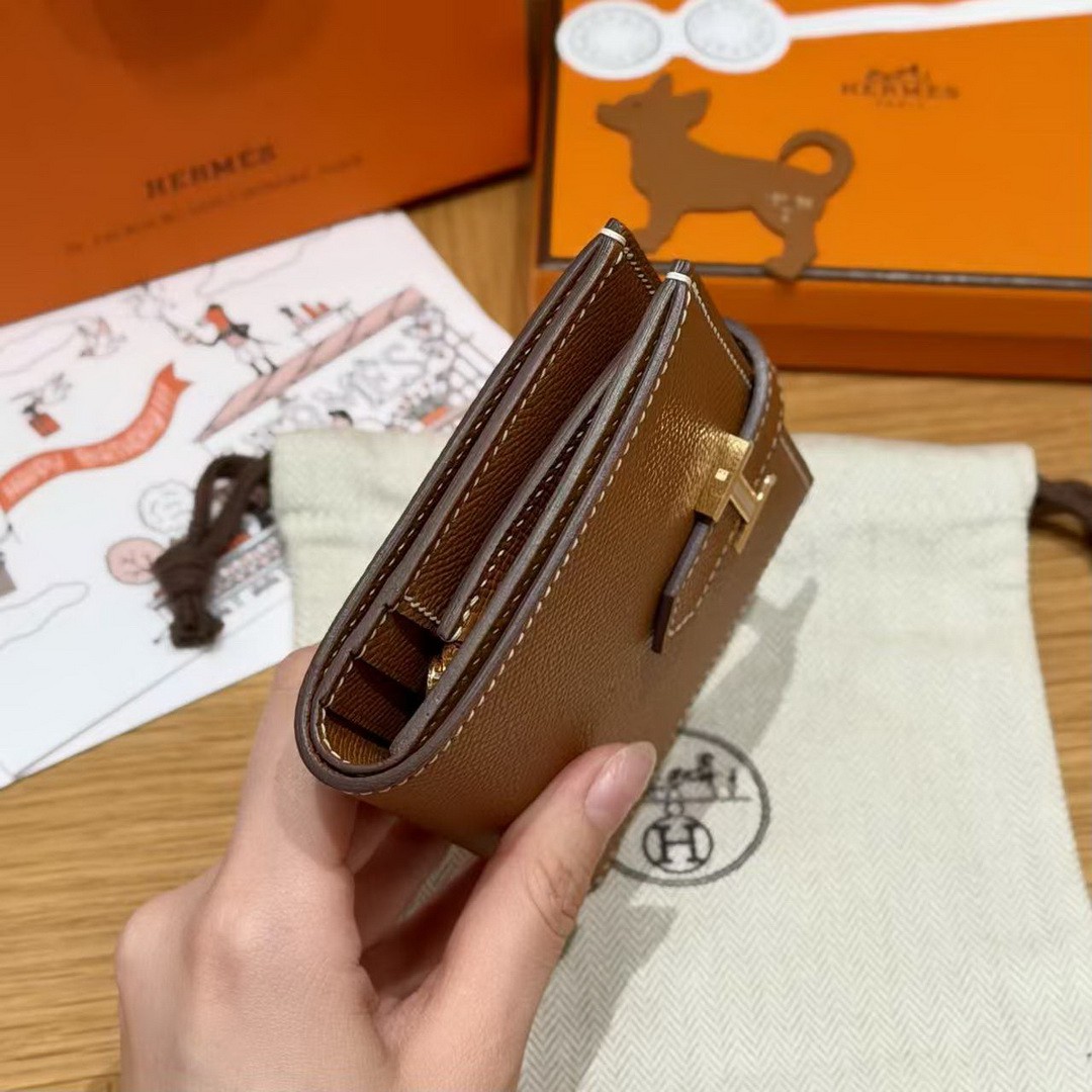 Hermes Bearn Compact Wallet Handmade In Epsom Calfskin Leather Gold Hardware 37 Gold H039790CC37 - Image 14