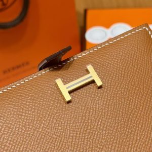 Hermes Bearn Compact Wallet Handmade In Epsom Calfskin Leather Gold Hardware 37 Gold H039790CC37 - Image 8