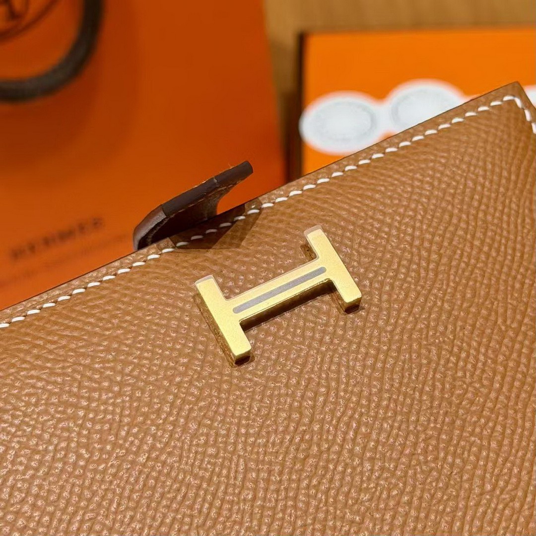 Hermes Bearn Compact Wallet Handmade In Epsom Calfskin Leather Gold Hardware 37 Gold H039790CC37 - Image 8