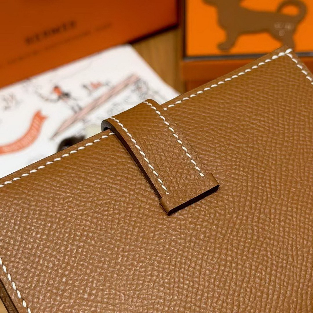 Hermes Bearn Compact Wallet Handmade In Epsom Calfskin Leather Gold Hardware 37 Gold H039790CC37 - Image 7