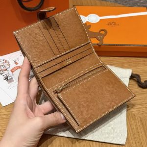 Hermes Bearn Compact Wallet Handmade In Epsom Calfskin Leather Gold Hardware 37 Gold H039790CC37 - Image 6