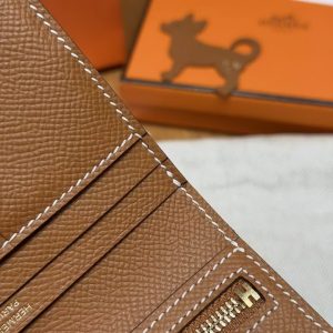 Hermes Bearn Compact Wallet Handmade In Epsom Calfskin Leather Gold Hardware 37 Gold H039790CC37 - Image 3