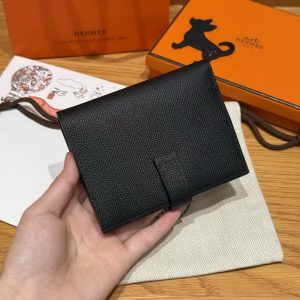 Alternative view of Hermes Bearn Compact Wallet Handmade In Epsom Calfskin Leather Gold Hardware 89 Noir