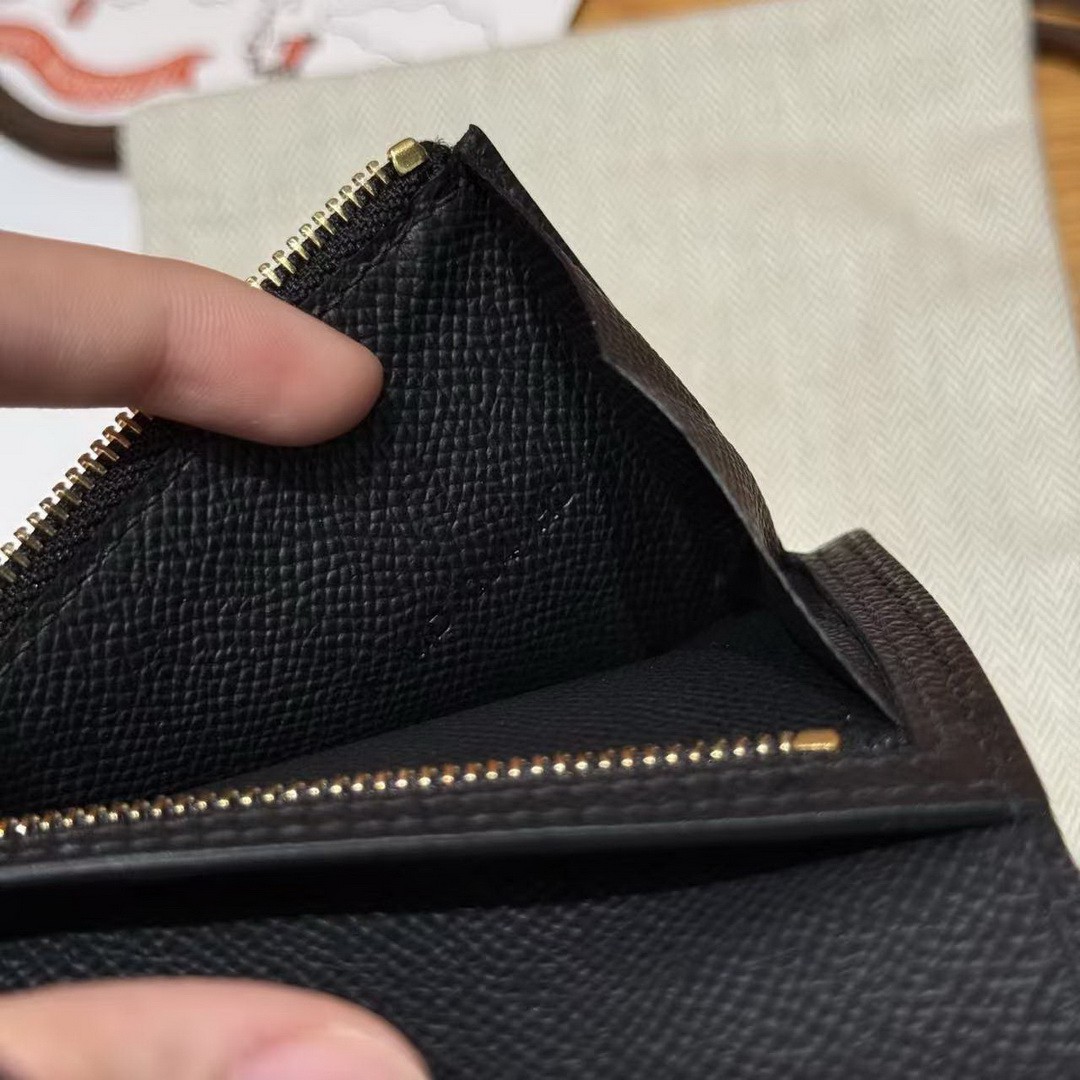 Hermes Bearn Compact Wallet Handmade In Epsom Calfskin Leather Gold Hardware 89 Noir - Image 10