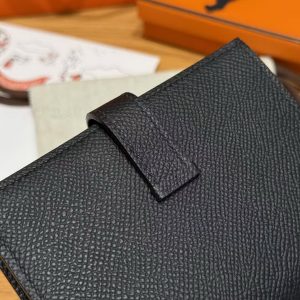 Hermes Bearn Compact Wallet Handmade In Epsom Calfskin Leather Gold Hardware 89 Noir - Image 7
